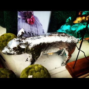 Silver pig at a gift store