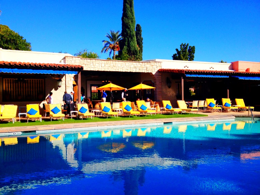 Reflecting by the pool